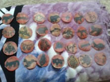 Painted hide coins